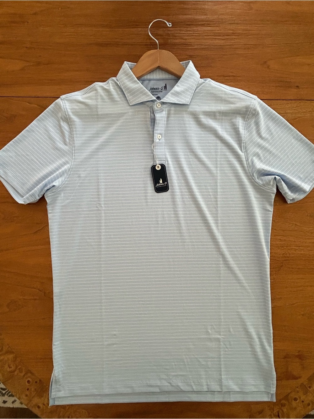 johnnie-O Light Blue Striped Polo Shirt